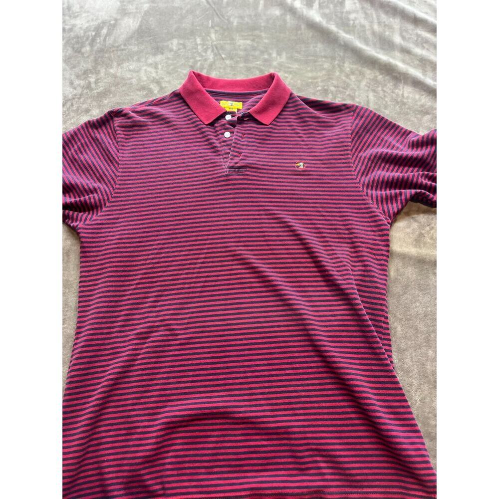 Duck Head Men's Medium Vintage Polo Shirt Short Sleeve Striped Red Blue